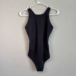 Aerie Smoothez Size Small Bodysuit Racerback Black Thong Shapewear Slimming